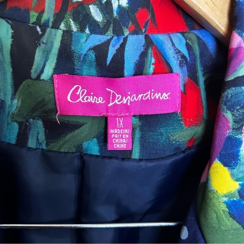 Claire Desjardins Blazer Jacket Abstract Colorful Art to Wear Floral Design 1X - Picture 2 of 8